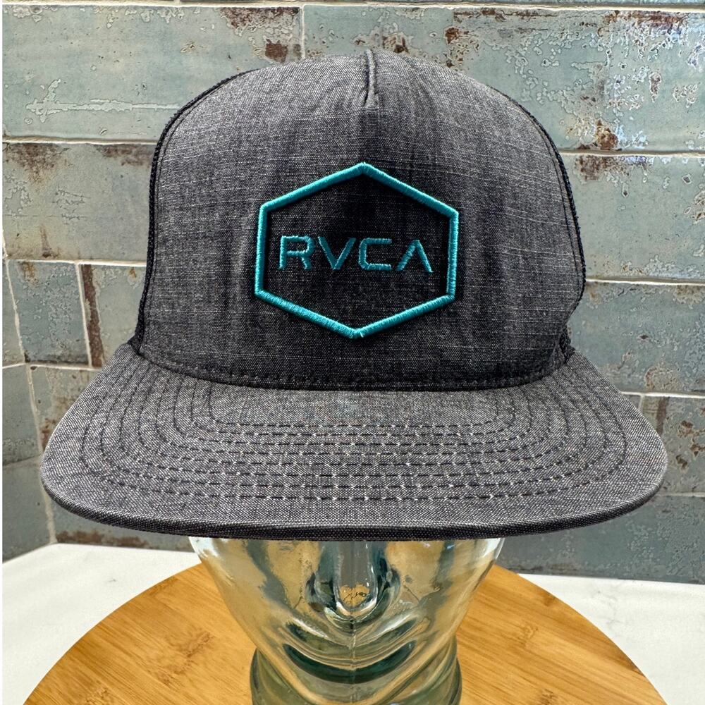 RVCA Mid Fit Flat Bill Trucker Cap